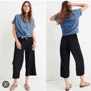 Madewell Black Wide Leg Cropped Huston Pants Size Medium